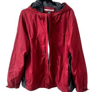 Timberland Jacket Men’s Size XL Red Hooded Lightweight Packable Shell Rain